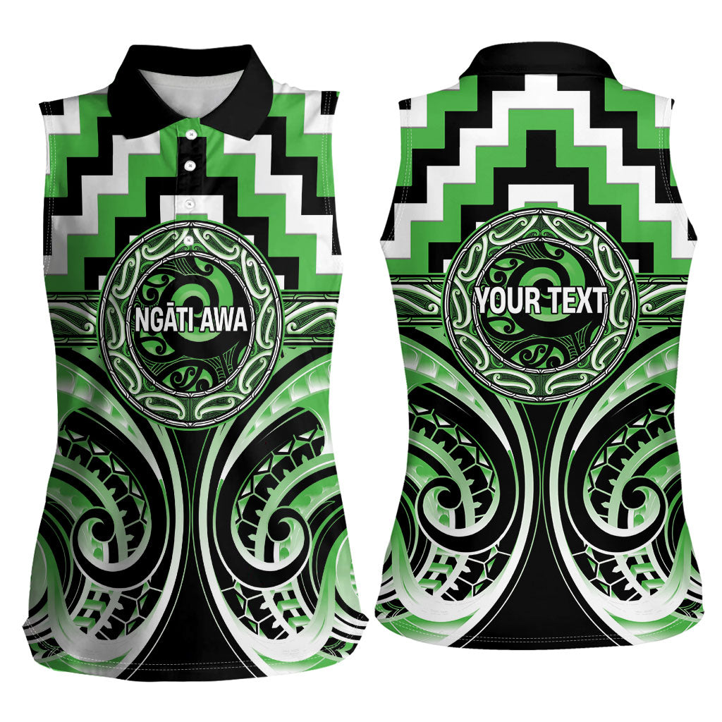 Aotearoa Ngati Awa Personalised Women Sleeveless Polo Shirt Maori Iwi Poutama Puhoro Tattoo