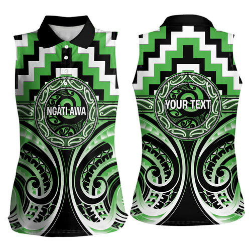 Aotearoa Ngati Awa Personalised Women Sleeveless Polo Shirt Maori Iwi Poutama Puhoro Tattoo