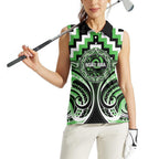 Aotearoa Ngati Awa Personalised Women Sleeveless Polo Shirt Maori Iwi Poutama Puhoro Tattoo
