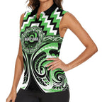 Aotearoa Ngati Awa Personalised Women Sleeveless Polo Shirt Maori Iwi Poutama Puhoro Tattoo