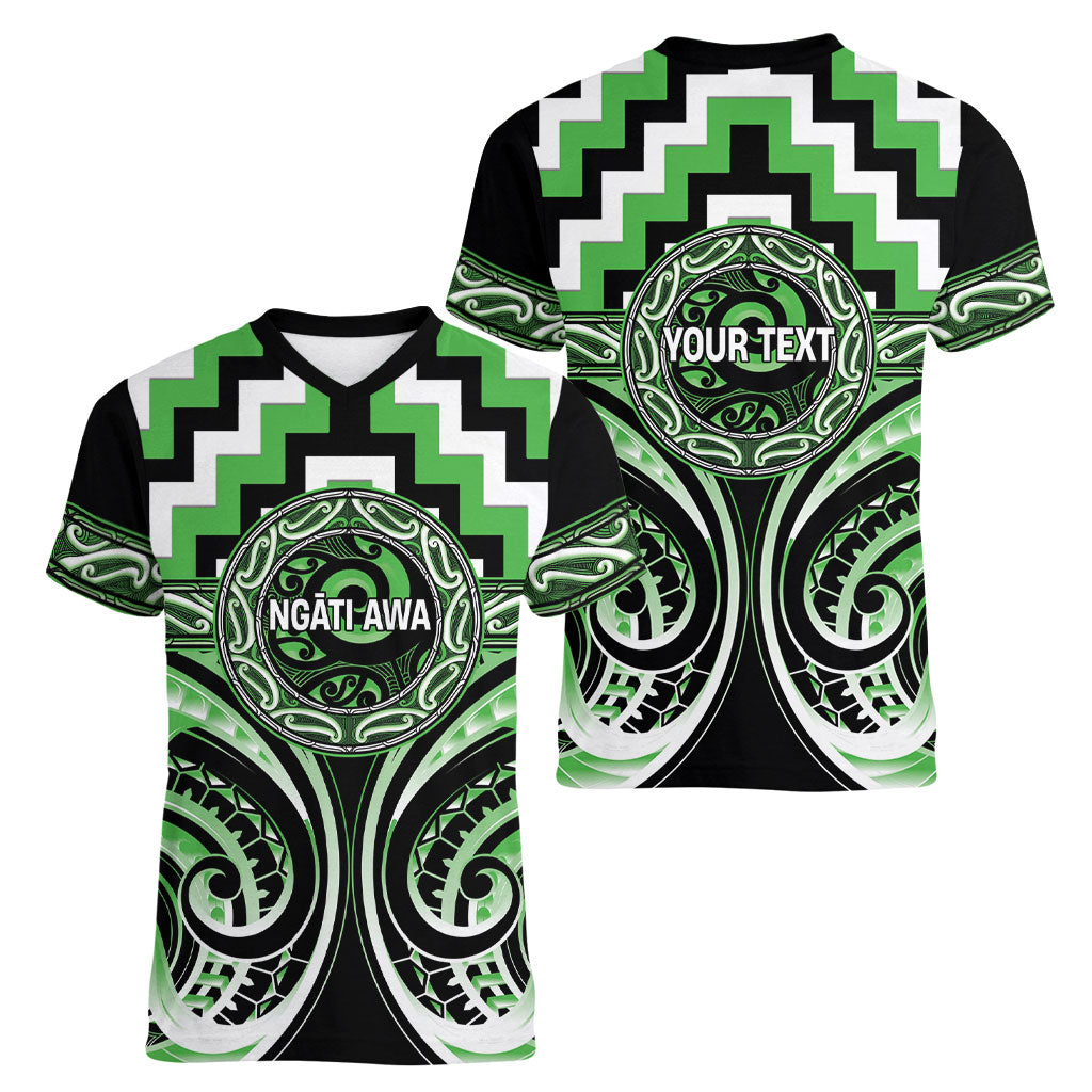 Aotearoa Ngati Awa Personalised Women V-Neck T-Shirt Maori Iwi Poutama Puhoro Tattoo