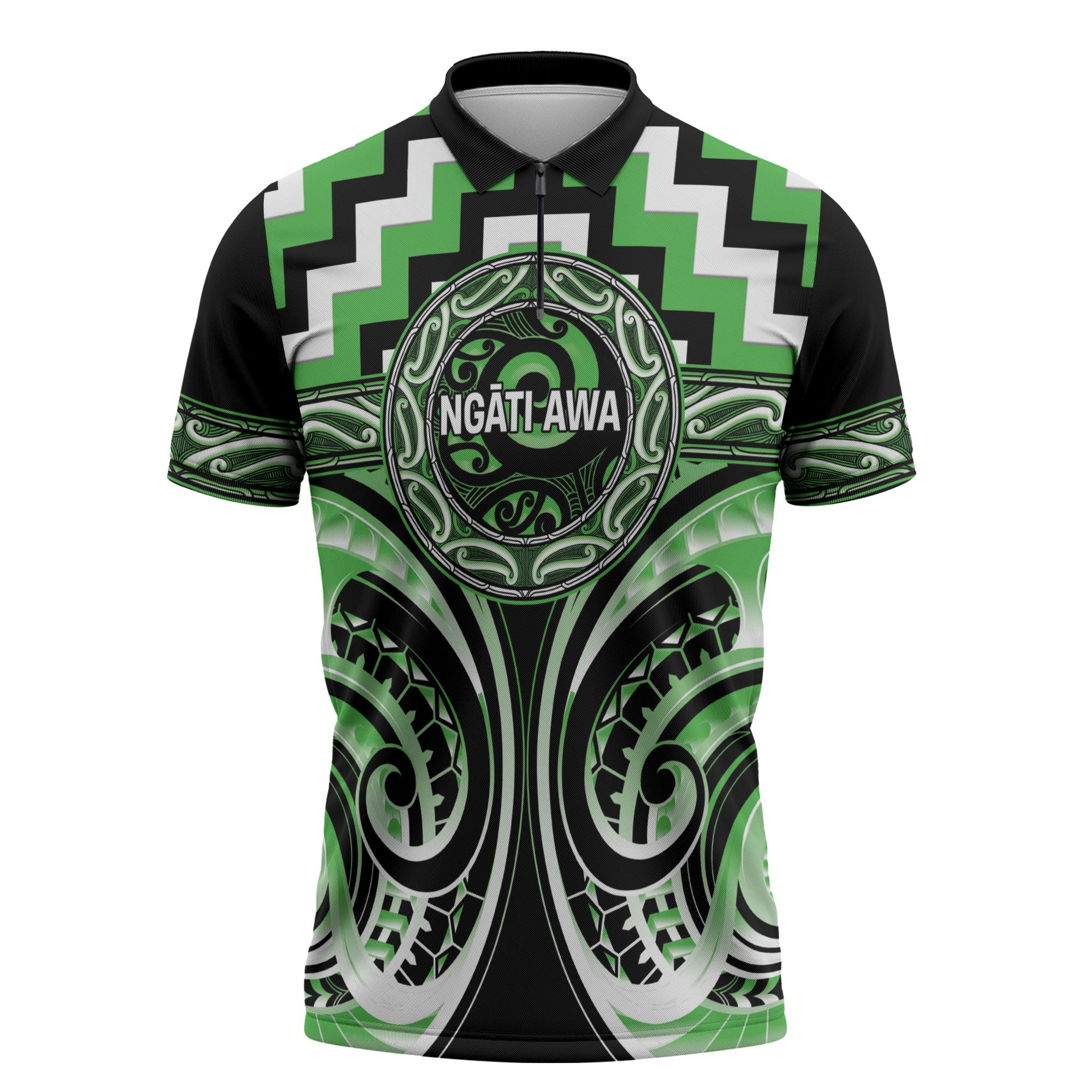 Aotearoa Ngati Awa Personalised Zipper Polo Shirt Maori Iwi Poutama Puhoro Tattoo