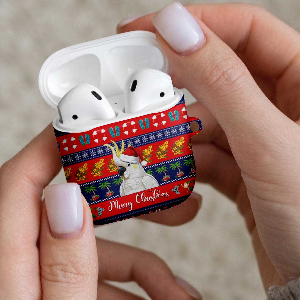 Sulphur-crested Cockatoo Australia Christmas AirPods Case Aussie Xmas Beach Vibes - Aussie Hoodie