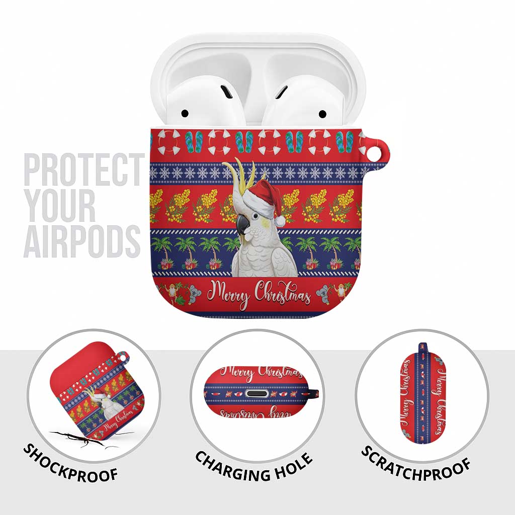 Sulphur-crested Cockatoo Australia Christmas AirPods Case Aussie Xmas Beach Vibes - Aussie Hoodie