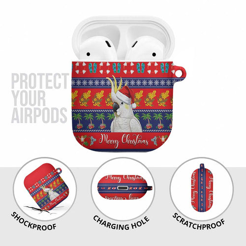 Sulphur-crested Cockatoo Australia Christmas AirPods Case Aussie Xmas Beach Vibes - Aussie Hoodie