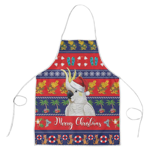 Sulphur-crested Cockatoo Australia Christmas Apron Aussie Xmas Beach Vibes - Aussie Hoodie
