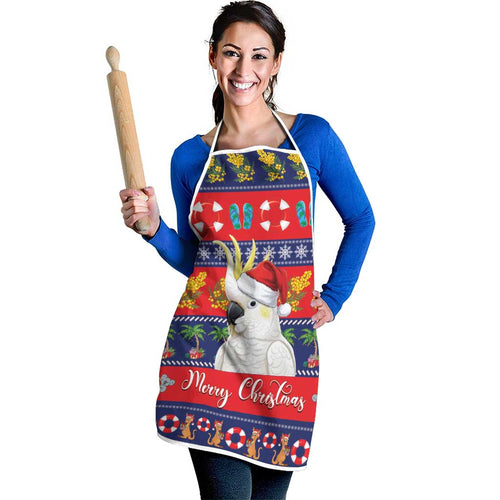 Sulphur-crested Cockatoo Australia Christmas Apron Aussie Xmas Beach Vibes - Aussie Hoodie