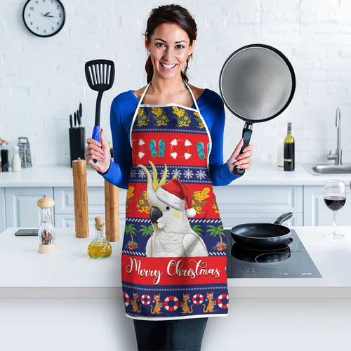 Sulphur-crested Cockatoo Australia Christmas Apron Aussie Xmas Beach Vibes - Aussie Hoodie