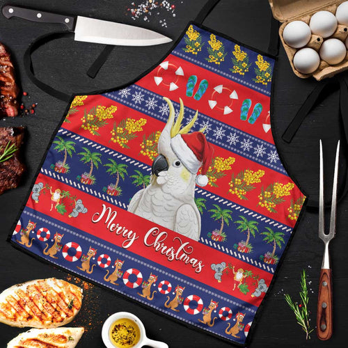 Sulphur-crested Cockatoo Australia Christmas Apron Aussie Xmas Beach Vibes - Aussie Hoodie