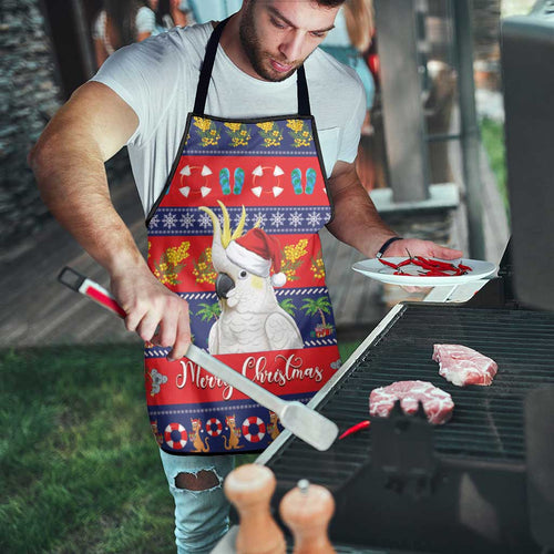 Sulphur-crested Cockatoo Australia Christmas Apron Aussie Xmas Beach Vibes - Aussie Hoodie
