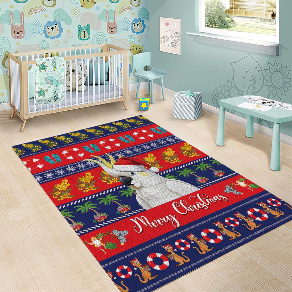 Sulphur-crested Cockatoo Australia Christmas Area Rug Aussie Xmas Beach Vibes - Aussie Hoodie