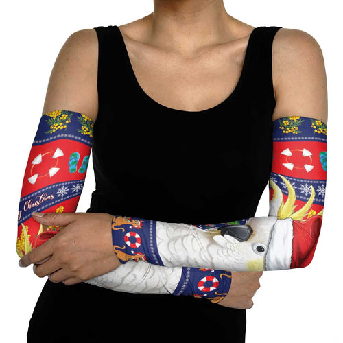 Sulphur-crested Cockatoo Australia Christmas Arm Sleeves Aussie Xmas Beach Vibes - Aussie Hoodie