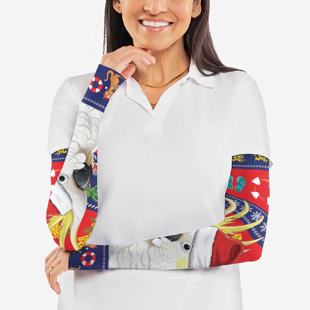 Sulphur-crested Cockatoo Australia Christmas Arm Sleeves Aussie Xmas Beach Vibes - Aussie Hoodie