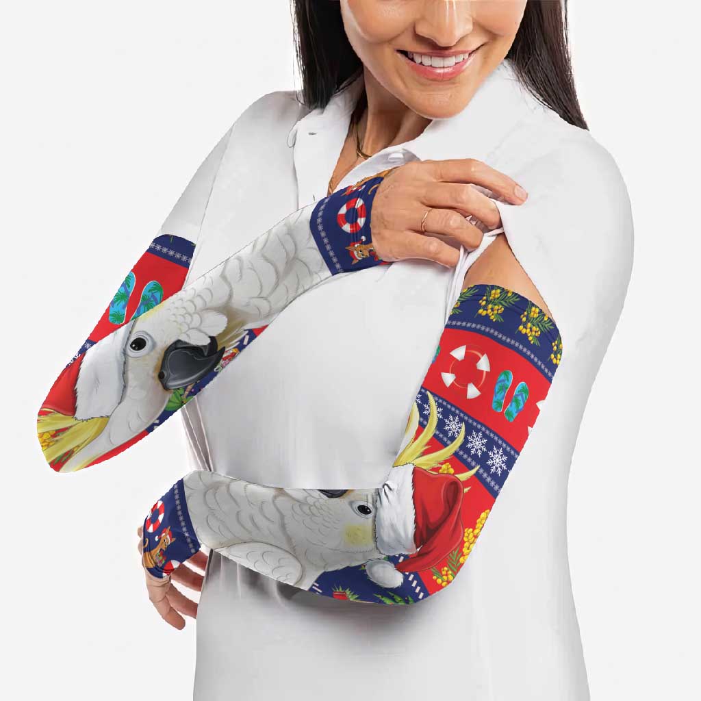 Sulphur-crested Cockatoo Australia Christmas Arm Sleeves Aussie Xmas Beach Vibes - Aussie Hoodie