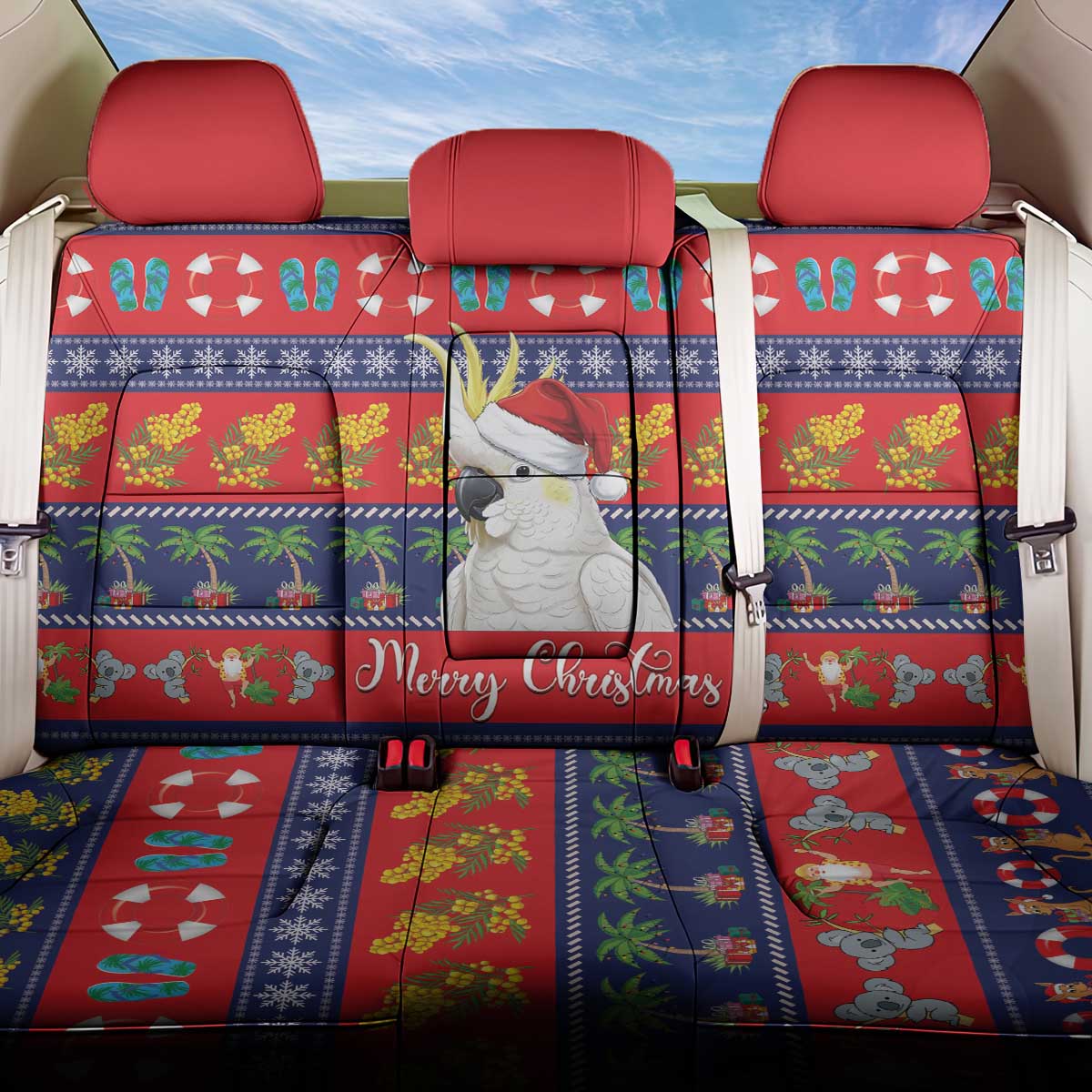 Sulphur-crested Cockatoo Australia Christmas Back Car Seat Cover Aussie Xmas Beach Vibes - Aussie Hoodie