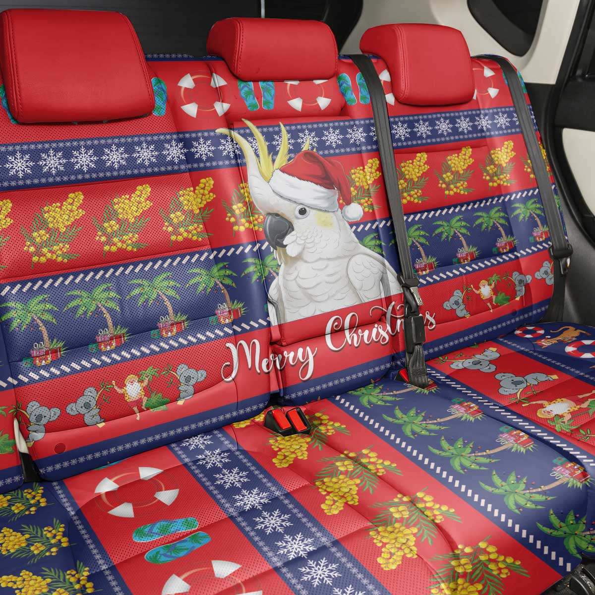 Sulphur-crested Cockatoo Australia Christmas Back Car Seat Cover Aussie Xmas Beach Vibes - Aussie Hoodie