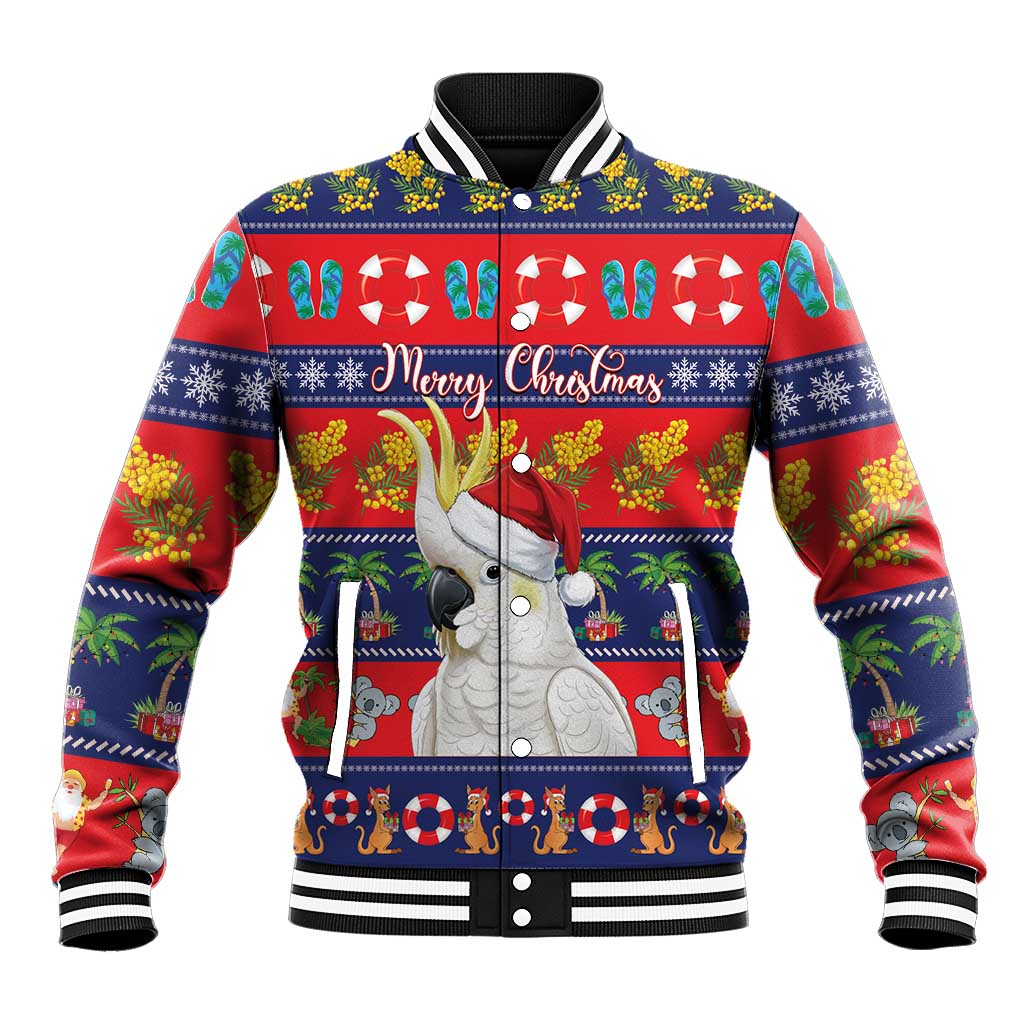Sulphur-crested Cockatoo Australia Christmas Baseball Jacket Aussie Xmas Beach Vibes - Aussie Hoodie