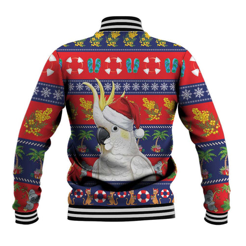 Sulphur-crested Cockatoo Australia Christmas Baseball Jacket Aussie Xmas Beach Vibes - Aussie Hoodie