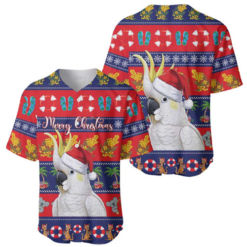 Sulphur-crested Cockatoo Australia Christmas Baseball Jersey Aussie Xmas Beach Vibes - Aussie Hoodie