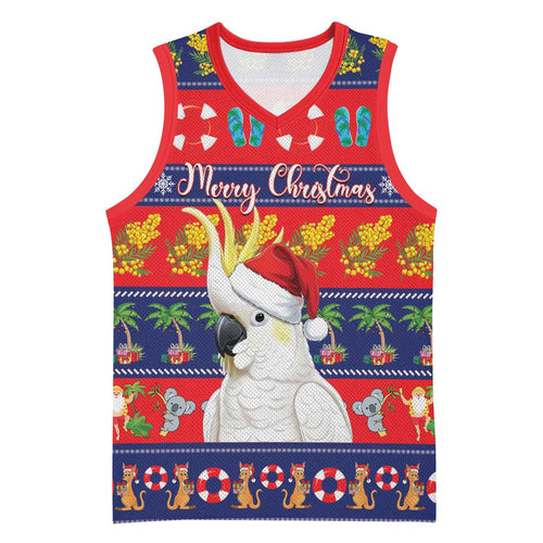 Sulphur-crested Cockatoo Australia Christmas Basketball Jersey Aussie Xmas Beach Vibes - Aussie Hoodie