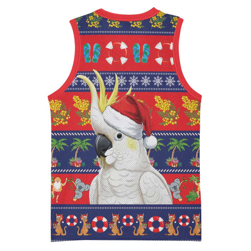 Sulphur-crested Cockatoo Australia Christmas Basketball Jersey Aussie Xmas Beach Vibes - Aussie Hoodie