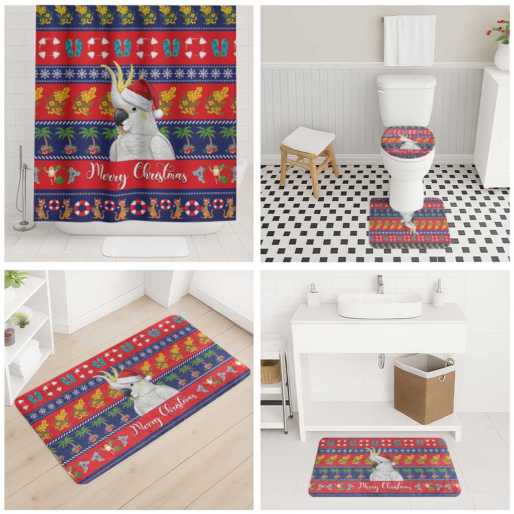 Sulphur-crested Cockatoo Australia Christmas Bathroom Set Aussie Xmas Beach Vibes - Aussie Hoodie