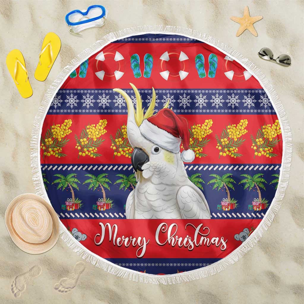 Sulphur-crested Cockatoo Australia Christmas Beach Blanket Aussie Xmas Beach Vibes - Aussie Hoodie