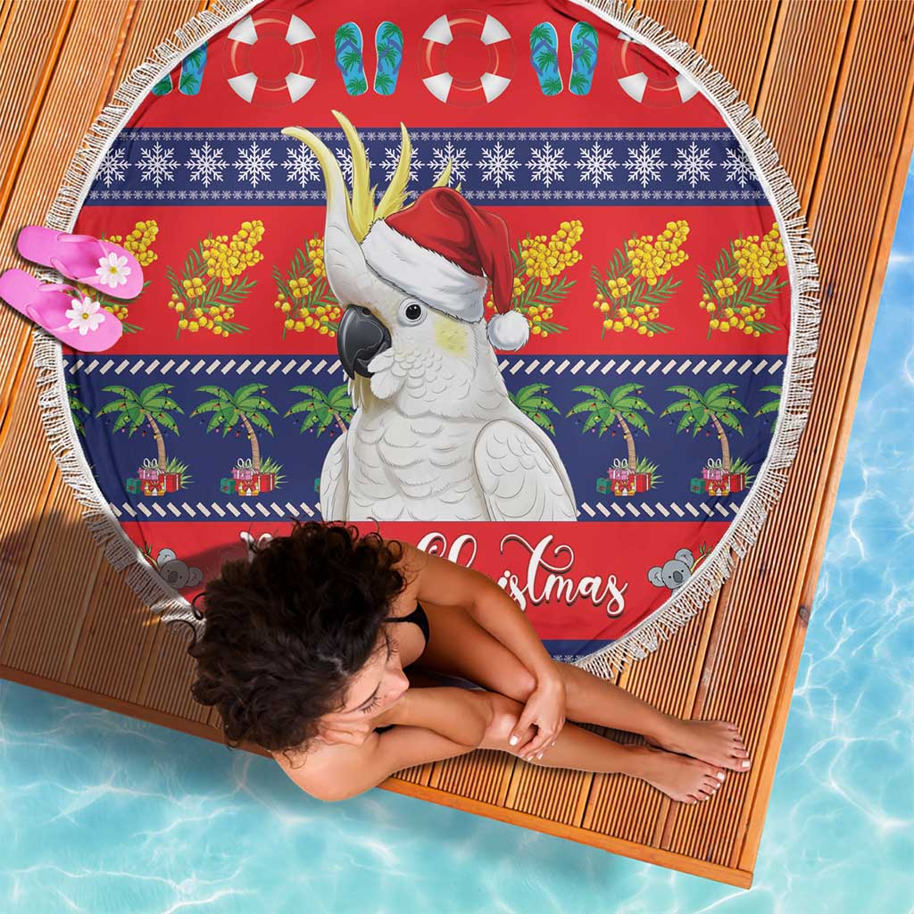 Sulphur-crested Cockatoo Australia Christmas Beach Blanket Aussie Xmas Beach Vibes - Aussie Hoodie