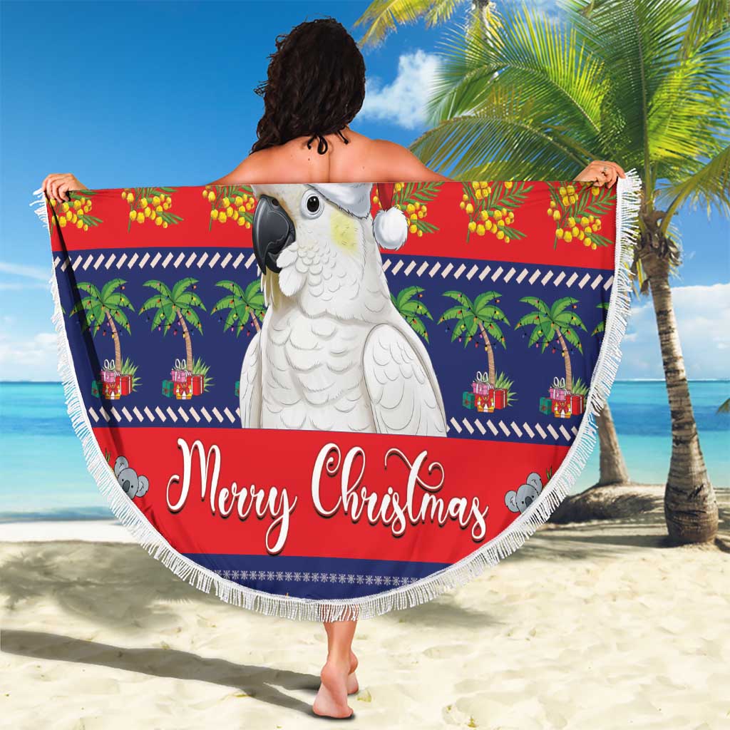 Sulphur-crested Cockatoo Australia Christmas Beach Blanket Aussie Xmas Beach Vibes - Aussie Hoodie