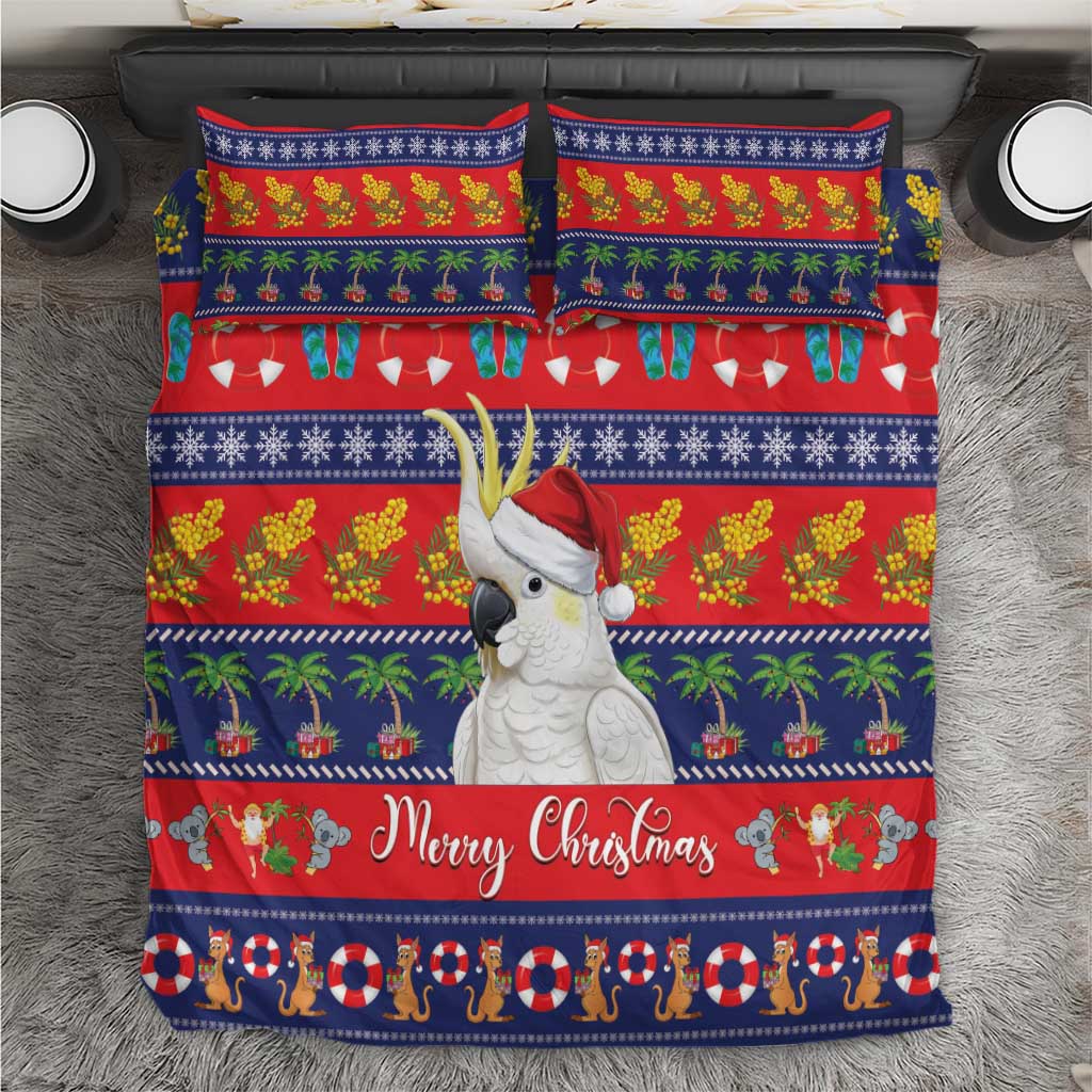 Sulphur-crested Cockatoo Australia Christmas Bedding Set Aussie Xmas Beach Vibes - Aussie Hoodie