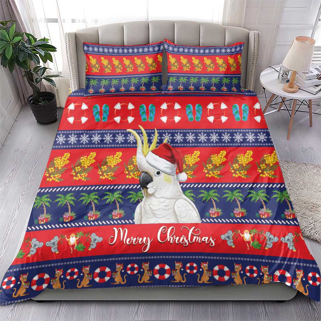Sulphur-crested Cockatoo Australia Christmas Bedding Set Aussie Xmas Beach Vibes - Aussie Hoodie