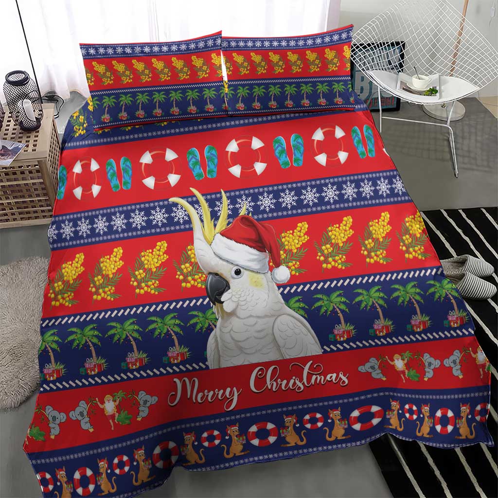 Sulphur-crested Cockatoo Australia Christmas Bedding Set Aussie Xmas Beach Vibes - Aussie Hoodie