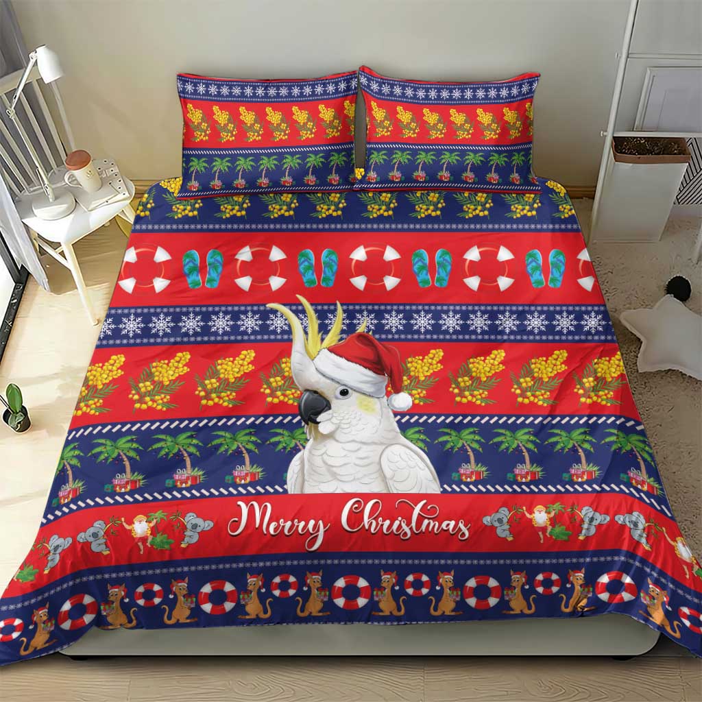 Sulphur-crested Cockatoo Australia Christmas Bedding Set Aussie Xmas Beach Vibes - Aussie Hoodie
