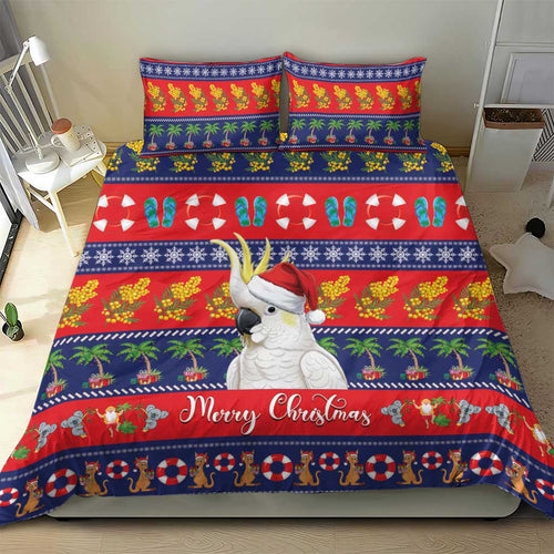 Sulphur-crested Cockatoo Australia Christmas Bedding Set Aussie Xmas Beach Vibes - Aussie Hoodie