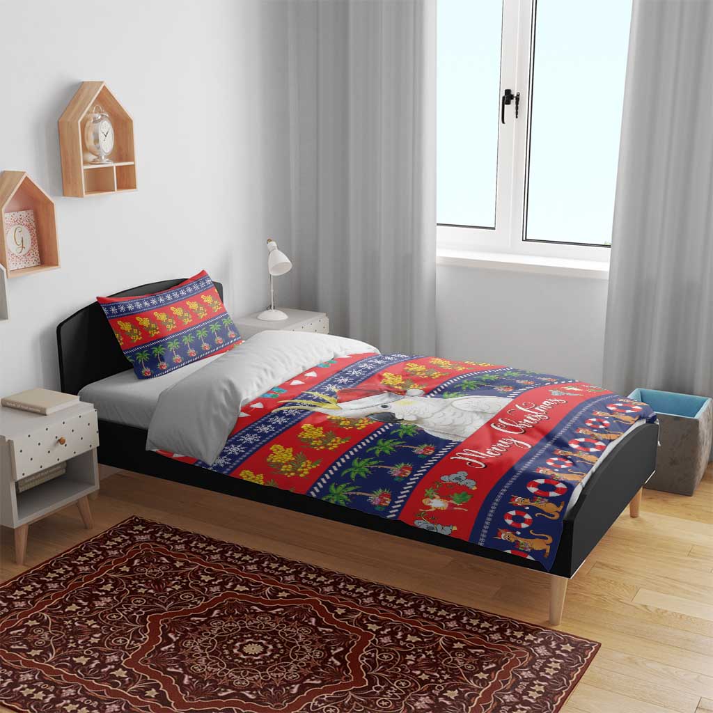 Sulphur-crested Cockatoo Australia Christmas Bedding Set Aussie Xmas Beach Vibes - Aussie Hoodie