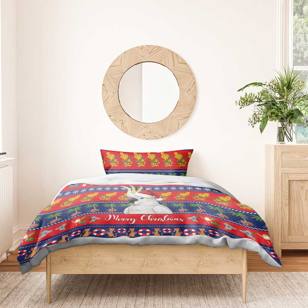 Sulphur-crested Cockatoo Australia Christmas Bedding Set Aussie Xmas Beach Vibes - Aussie Hoodie