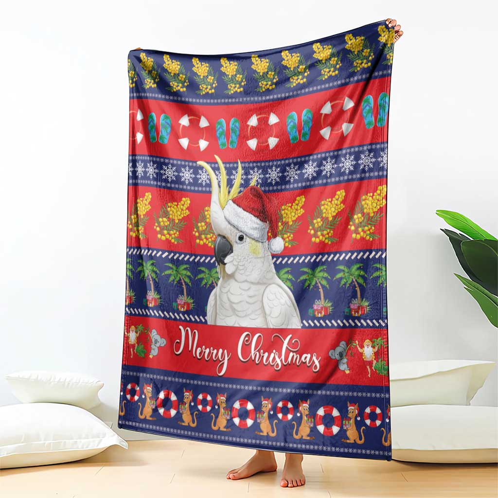 Sulphur-crested Cockatoo Australia Christmas Blanket Aussie Xmas Beach Vibes - Aussie Hoodie