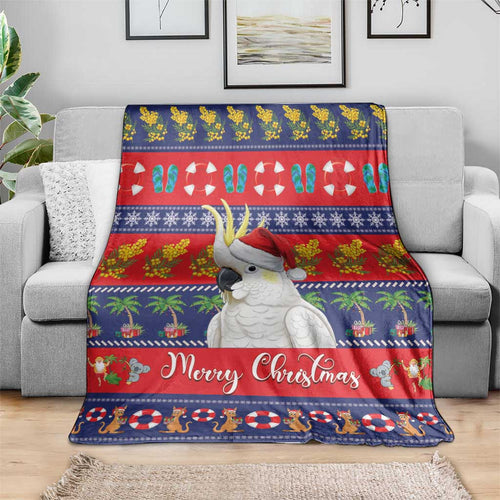 Sulphur-crested Cockatoo Australia Christmas Blanket Aussie Xmas Beach Vibes - Aussie Hoodie