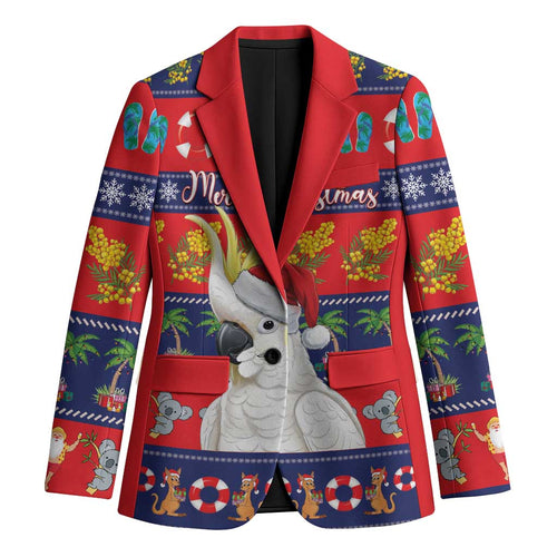 Sulphur-crested Cockatoo Australia Christmas Blazer Aussie Xmas Beach Vibes - Aussie Hoodie