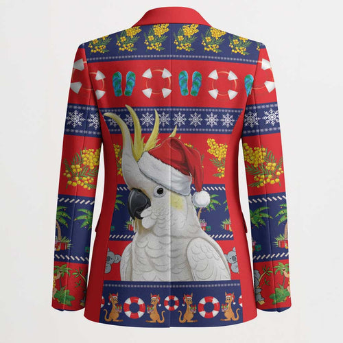 Sulphur-crested Cockatoo Australia Christmas Blazer Aussie Xmas Beach Vibes - Aussie Hoodie