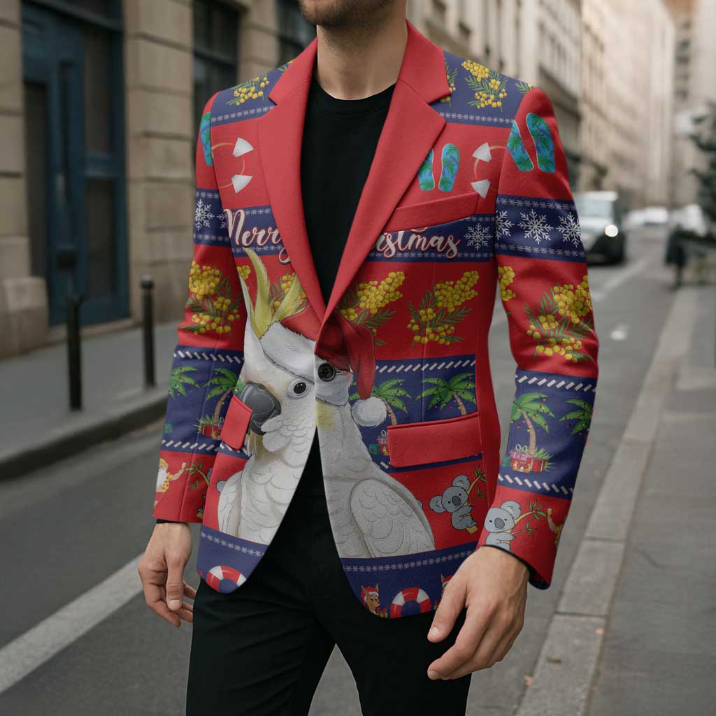 Sulphur-crested Cockatoo Australia Christmas Blazer Aussie Xmas Beach Vibes - Aussie Hoodie