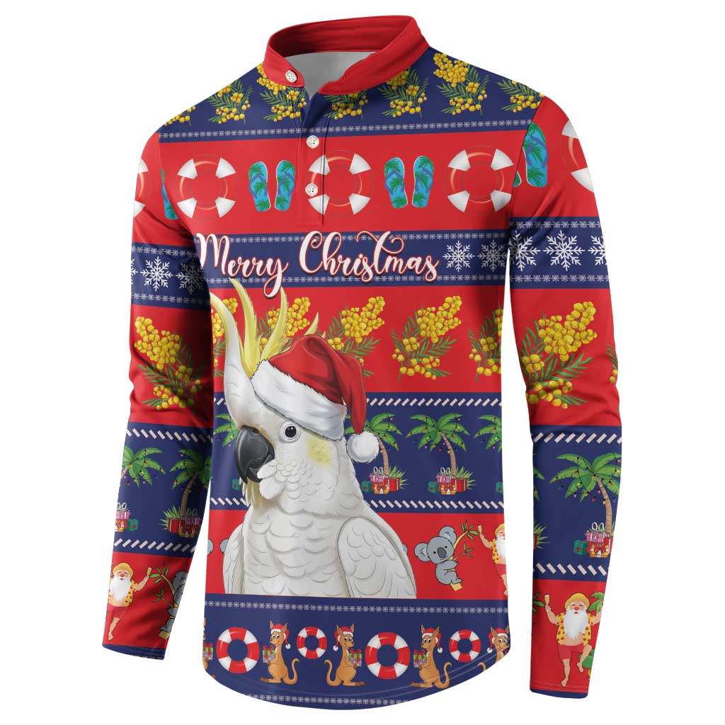 Sulphur-crested Cockatoo Australia Christmas Button Sweatshirt Aussie Xmas Beach Vibes - Aussie Hoodie