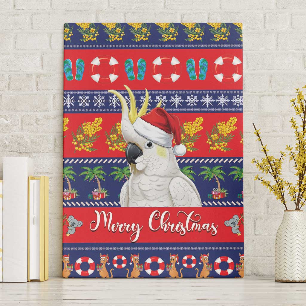 Sulphur-crested Cockatoo Australia Christmas Canvas Wall Art Aussie Xmas Beach Vibes - Aussie Hoodie
