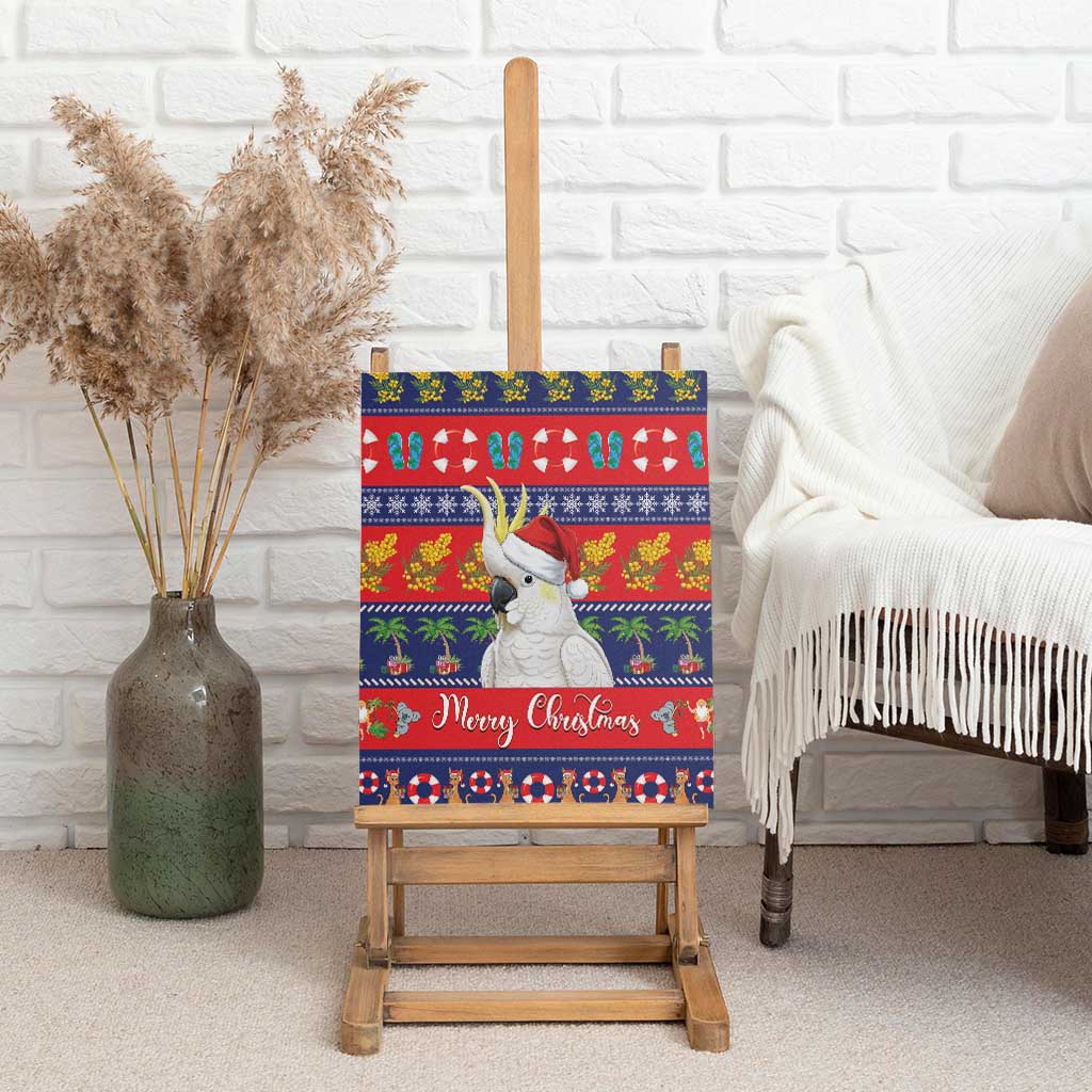 Sulphur-crested Cockatoo Australia Christmas Canvas Wall Art Aussie Xmas Beach Vibes - Aussie Hoodie