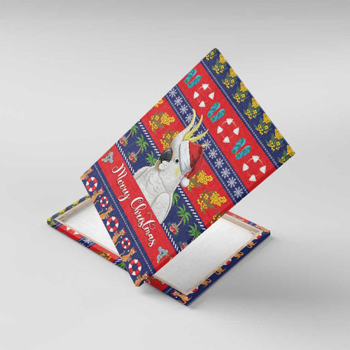 Sulphur-crested Cockatoo Australia Christmas Canvas Wall Art Aussie Xmas Beach Vibes - Aussie Hoodie