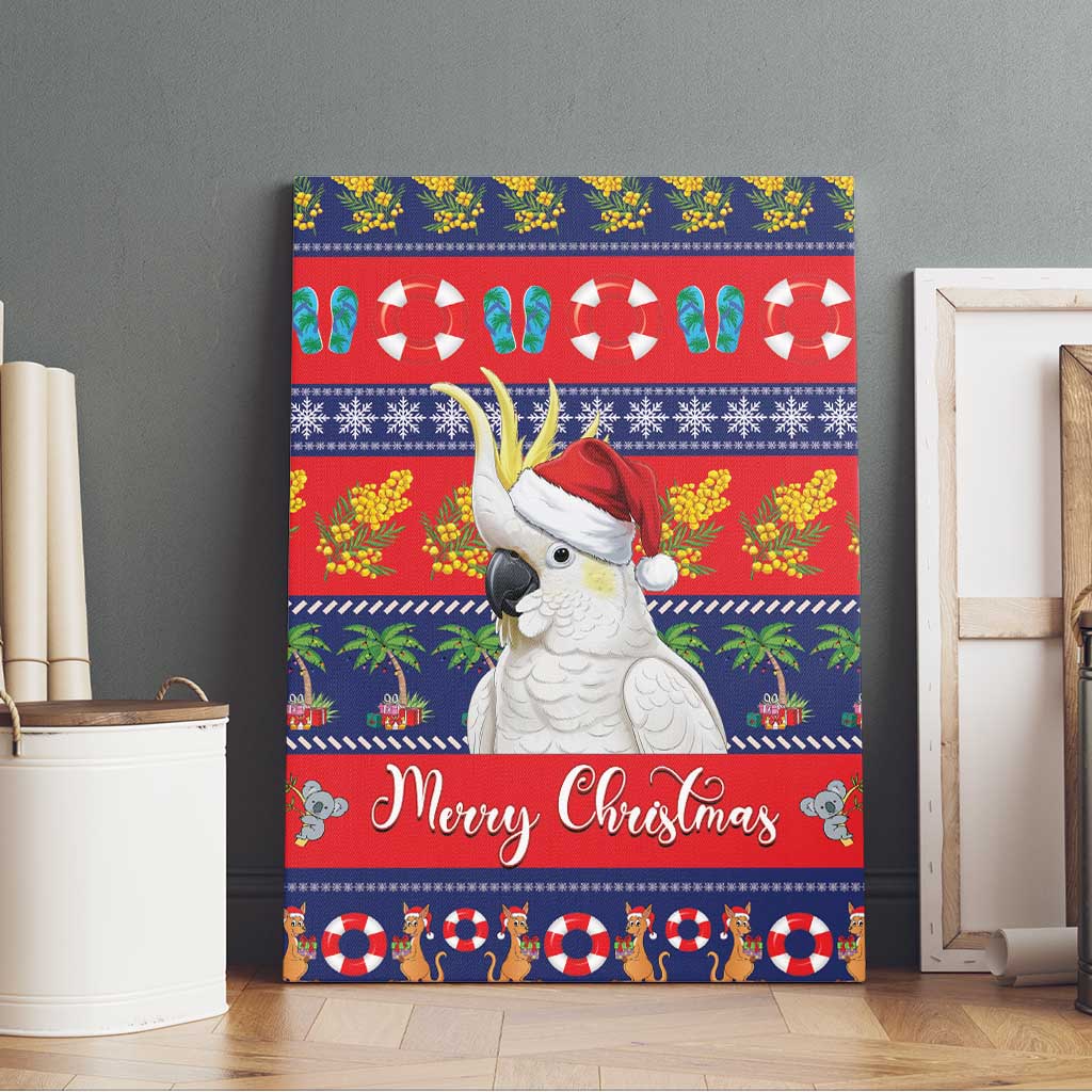 Sulphur-crested Cockatoo Australia Christmas Canvas Wall Art Aussie Xmas Beach Vibes - Aussie Hoodie