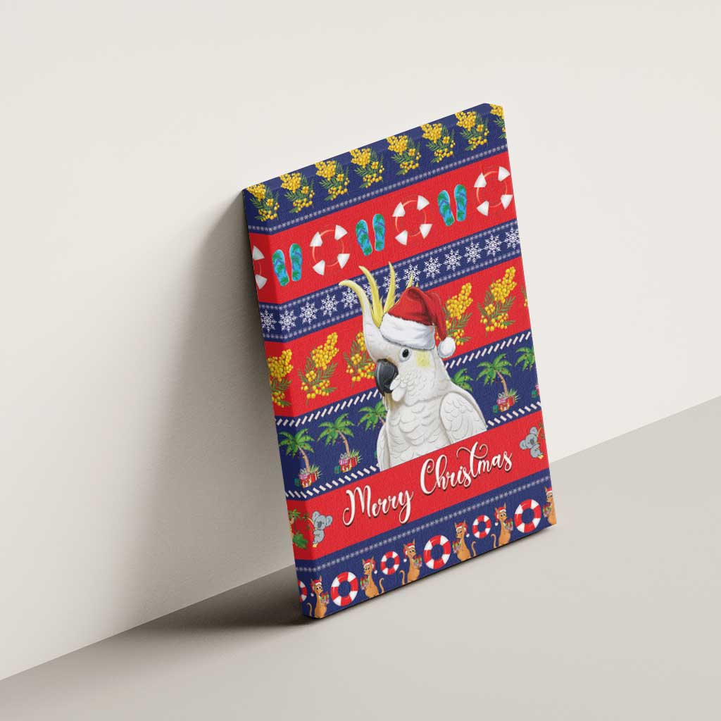 Sulphur-crested Cockatoo Australia Christmas Canvas Wall Art Aussie Xmas Beach Vibes - Aussie Hoodie