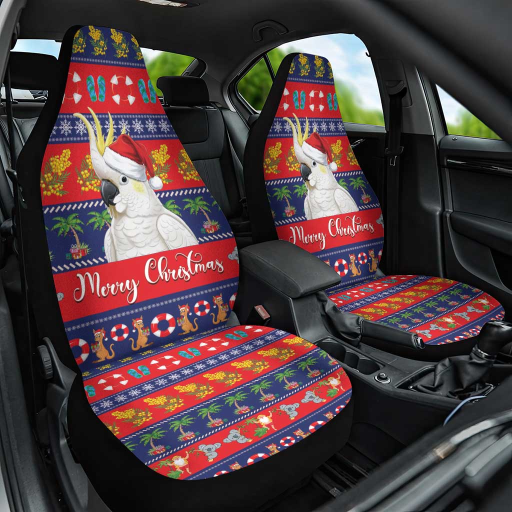 Sulphur-crested Cockatoo Australia Christmas Car Seat Cover Aussie Xmas Beach Vibes - Aussie Hoodie