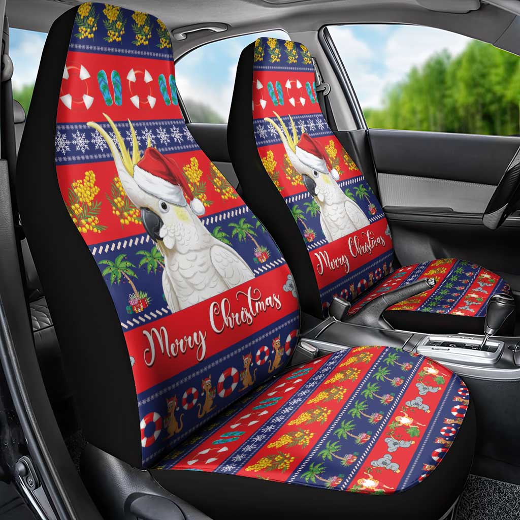 Sulphur-crested Cockatoo Australia Christmas Car Seat Cover Aussie Xmas Beach Vibes - Aussie Hoodie
