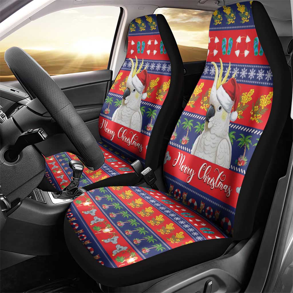 Sulphur-crested Cockatoo Australia Christmas Car Seat Cover Aussie Xmas Beach Vibes - Aussie Hoodie